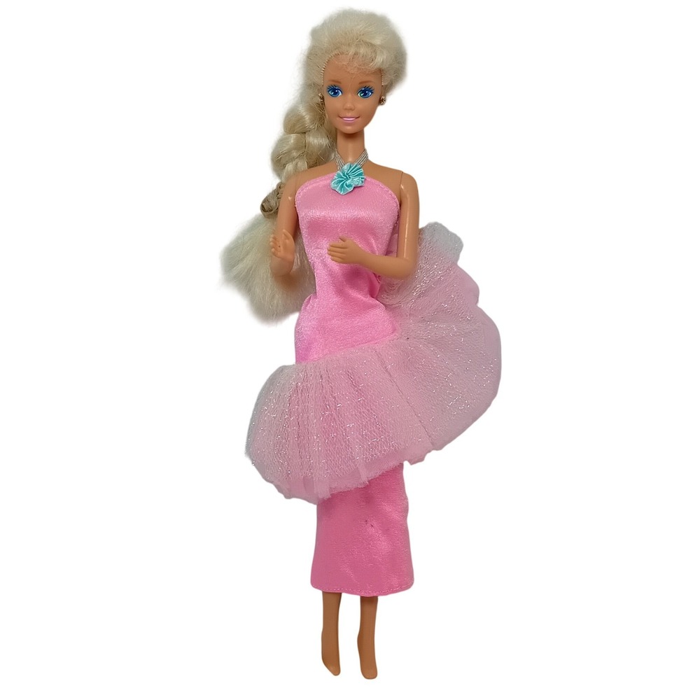 1991 Vintage Ski Fun Barbie Fashion Doll Redressed Superstar Pink Tulle Ballgown